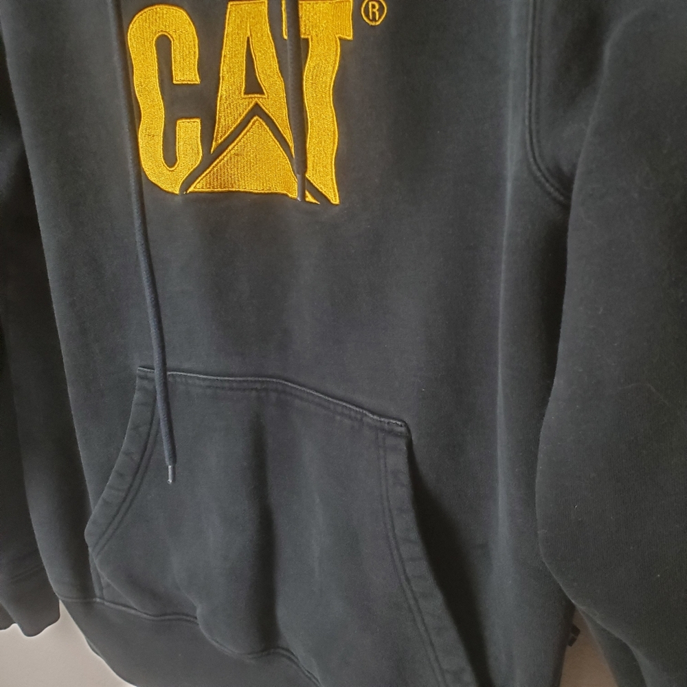 Caterpillar Hoodie Mens M Black Sweatshirt CAT Construction Worker Sweater Y2K - Picture 4 of 11